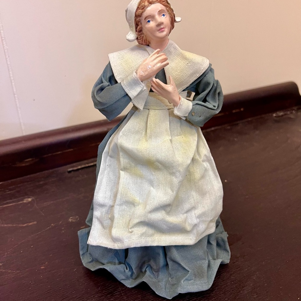 Silvestri Handcrafted Figurine with Blue and Cream Accents